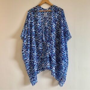 Viv & Lou Sea Glass Royal Blue One Size Fits Most Kimono Shawl Beach Coverup